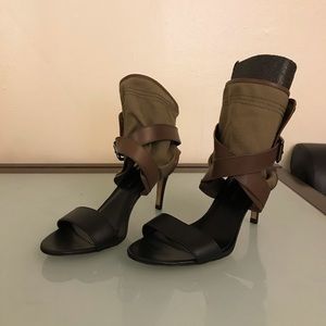 Rebecca Minkoff military/black sandal/heel.